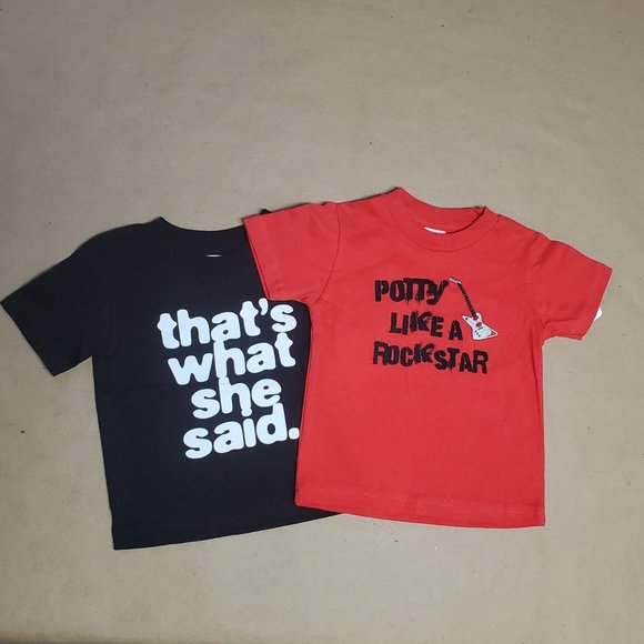 Little Teez T-Shirts 2 Pack Size 18M Red/Black - Picture 1 of 12